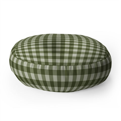 Colour Poems Gingham Moss Floor Pillow Round