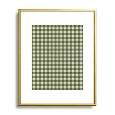 Colour Poems Gingham Moss Metal Framed Art Print
