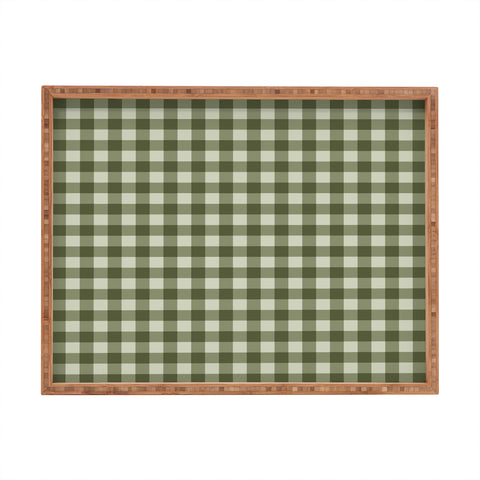 Colour Poems Gingham Moss Rectangular Tray