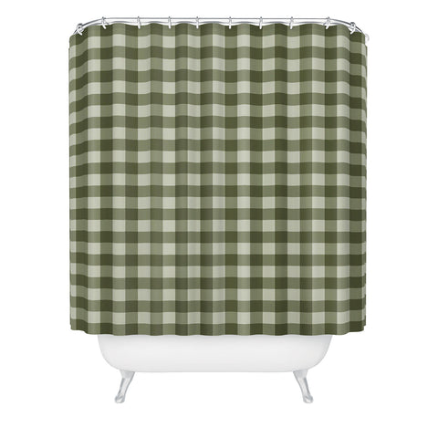 Colour Poems Gingham Moss Shower Curtain