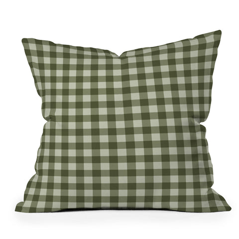 Colour Poems Gingham Moss Outdoor Throw Pillow
