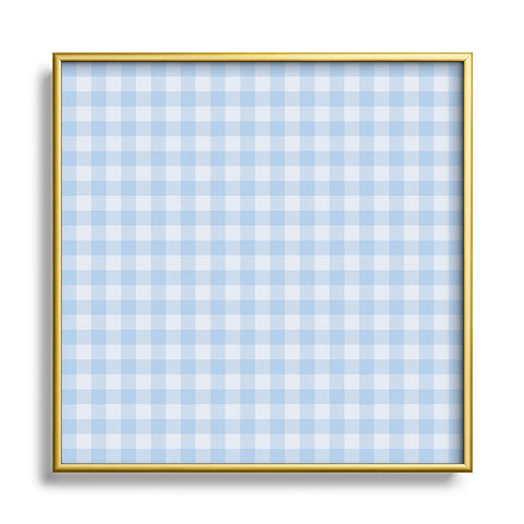 Colour Poems Gingham Pattern Blue Square Metal Framed Art Print