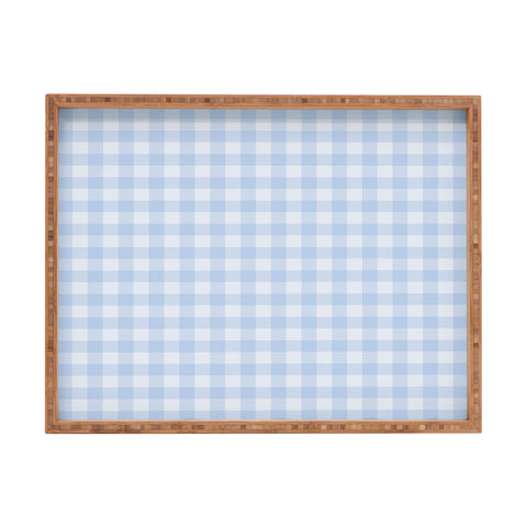 Colour Poems Gingham Pattern Blue Rectangular Tray