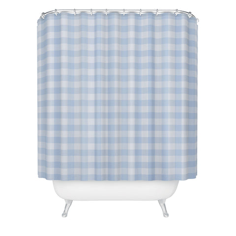Colour Poems Gingham Pattern Blue Shower Curtain