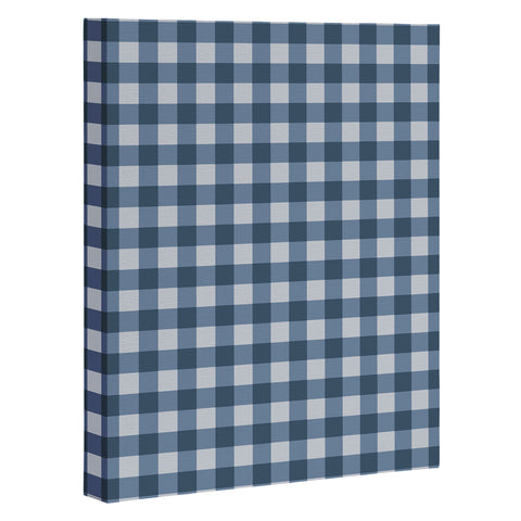 Colour Poems Gingham Pattern Classic Blue Art Canvas