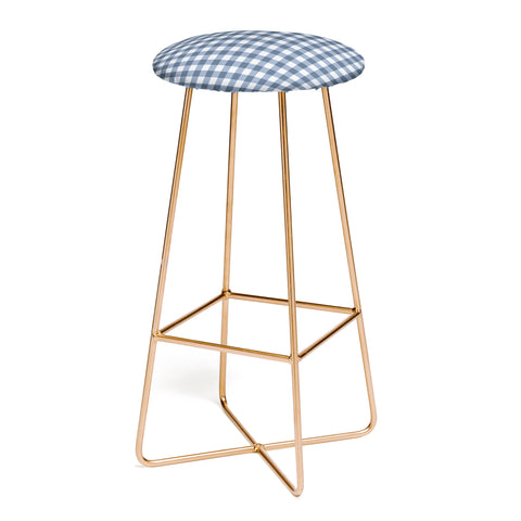 Colour Poems Gingham Pattern Classic Blue Bar Stool