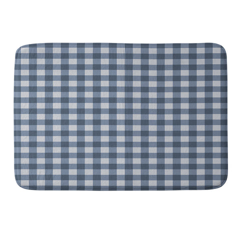 Colour Poems Gingham Pattern Classic Blue Memory Foam Bath Mat