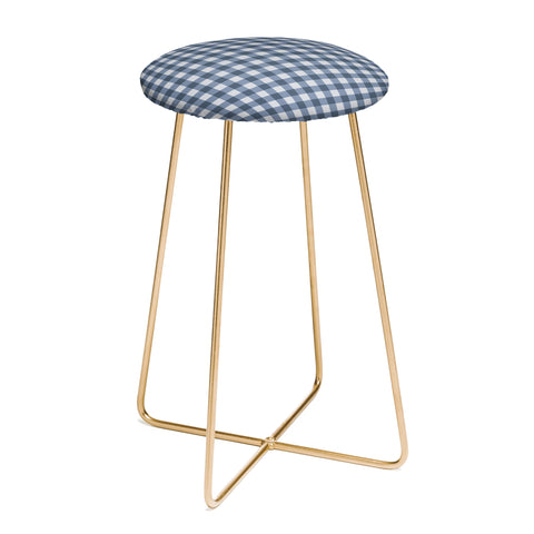 Colour Poems Gingham Pattern Classic Blue Counter Stool