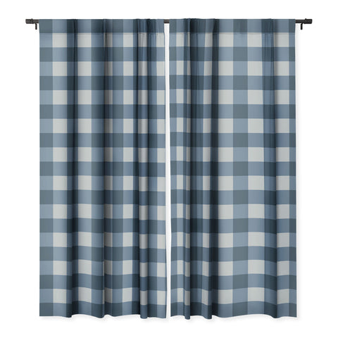 Colour Poems Gingham Pattern Classic Blue Blackout Window Curtain
