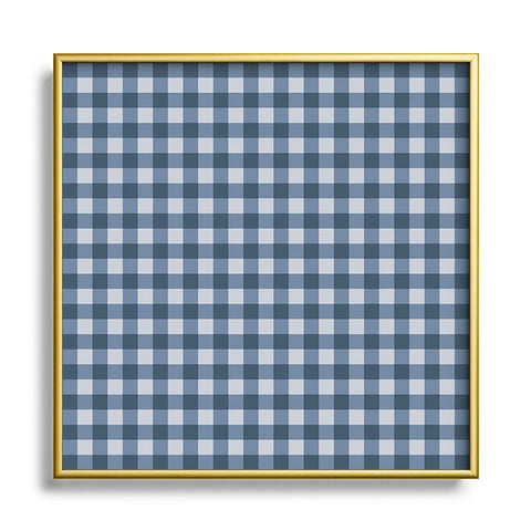 Colour Poems Gingham Pattern Classic Blue Square Metal Framed Art Print