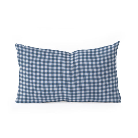 Colour Poems Gingham Pattern Classic Blue Oblong Throw Pillow