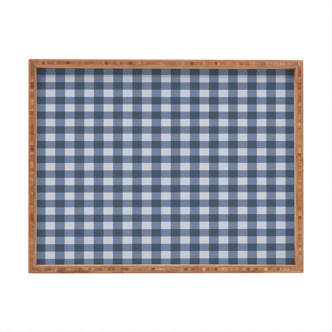 Colour Poems Gingham Pattern Classic Blue Rectangular Tray