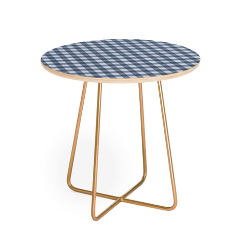 Colour Poems Gingham Pattern Classic Blue Round Side Table