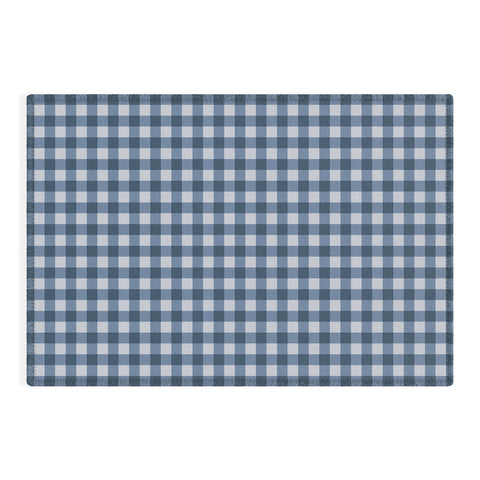 Colour Poems Gingham Pattern Classic Blue Outdoor Rug
