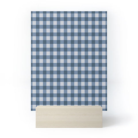 Colour Poems Gingham Pattern Classic Blue Mini Art Print
