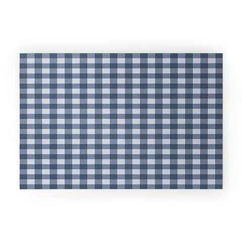 Colour Poems Gingham Pattern Classic Blue Welcome Mat