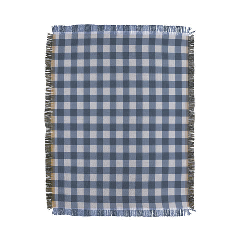 Colour Poems Gingham Pattern Classic Blue Throw Blanket