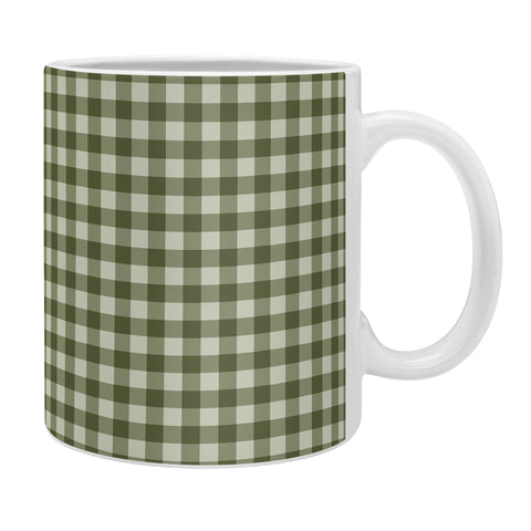 Colour Poems Gingham Pattern Moss Coffee Mug