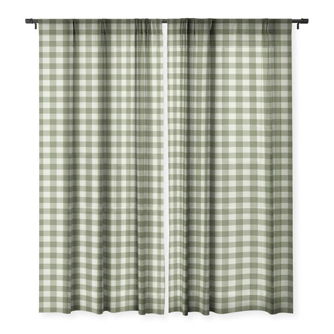 Colour Poems Gingham Pattern Moss Sheer Non Repeat