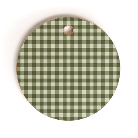 Colour Poems Gingham Pattern Moss Cutting Board Round