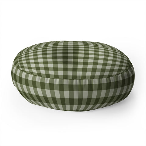 Colour Poems Gingham Pattern Moss Floor Pillow Round