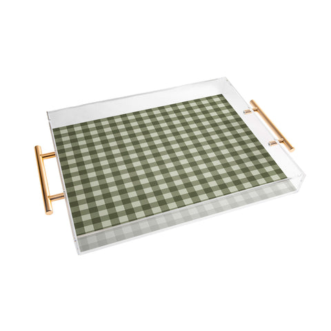 Colour Poems Gingham Pattern Moss Acrylic Tray