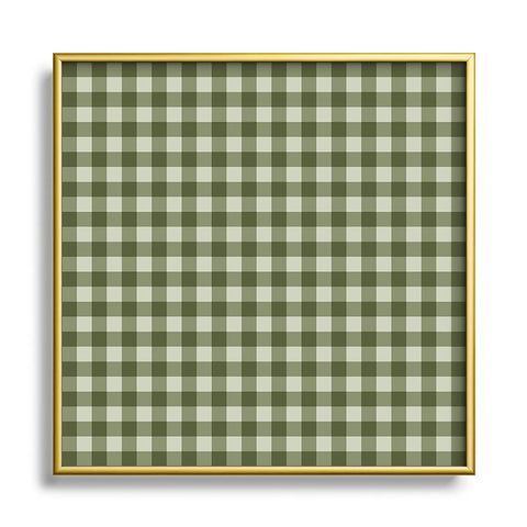Colour Poems Gingham Pattern Moss Square Metal Framed Art Print