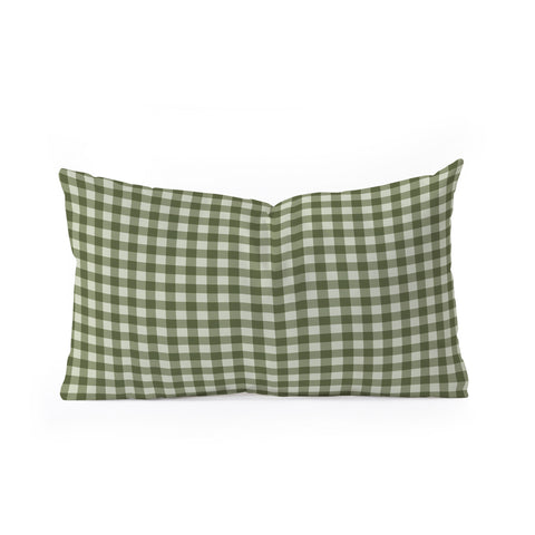 Colour Poems Gingham Pattern Moss Oblong Throw Pillow