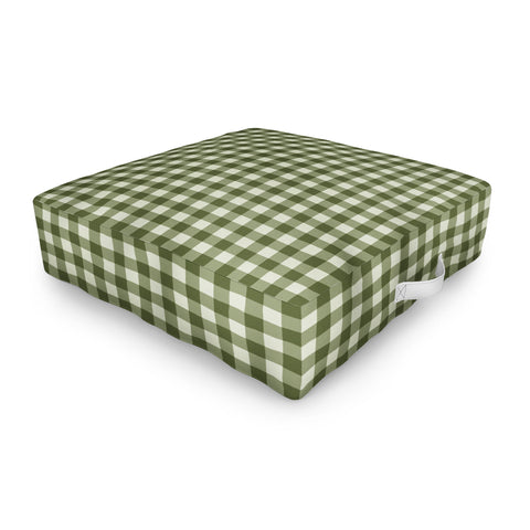 Colour Poems Gingham Pattern Moss Outdoor Floor Cushion