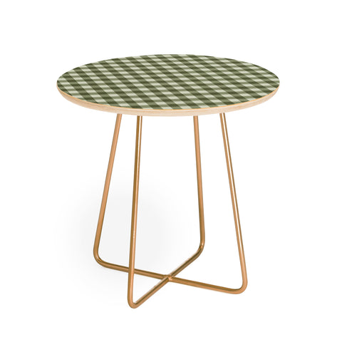 Colour Poems Gingham Pattern Moss Round Side Table
