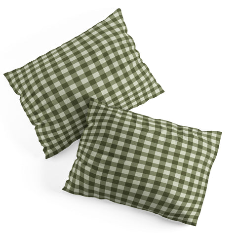 Colour Poems Gingham Pattern Moss Pillow Shams