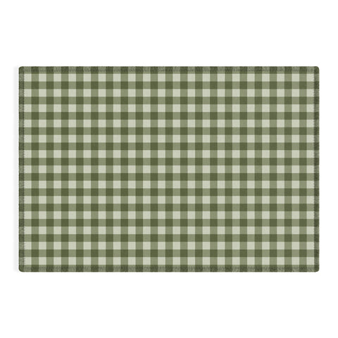 Colour Poems Gingham Pattern Moss Outdoor Rug