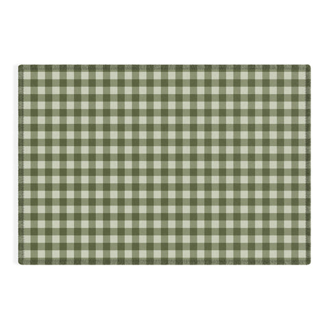 Colour Poems Gingham Pattern Moss Outdoor Rug