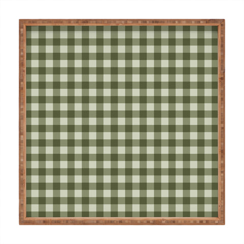 Colour Poems Gingham Pattern Moss Square Tray