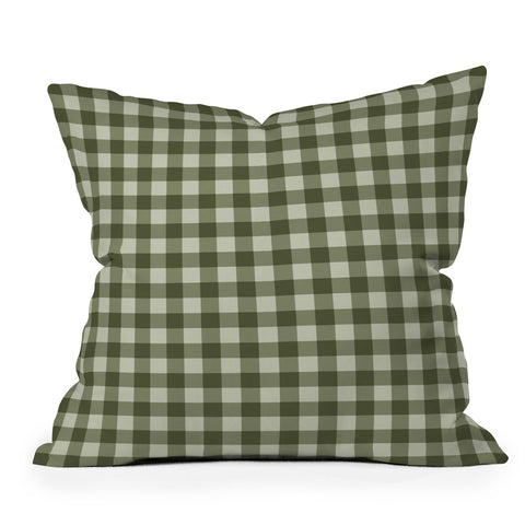 Colour Poems Gingham Pattern Moss Throw Pillow