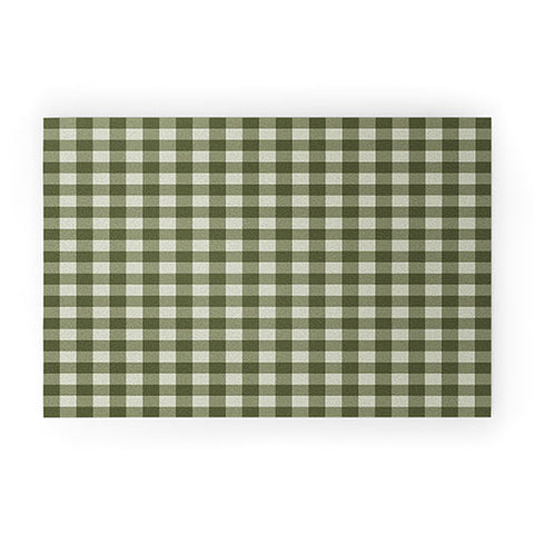 Colour Poems Gingham Pattern Moss Welcome Mat