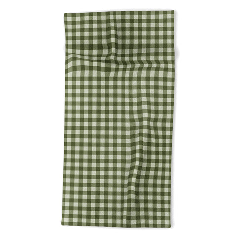 Colour Poems Gingham Pattern Moss Beach Towel