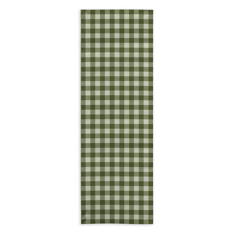 Colour Poems Gingham Pattern Moss Yoga Towel