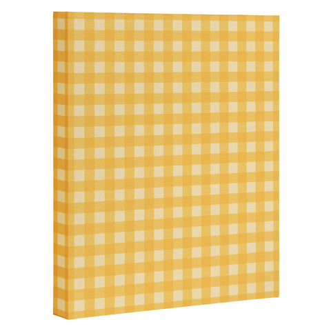 Colour Poems Gingham Pattern Yellow Art Canvas