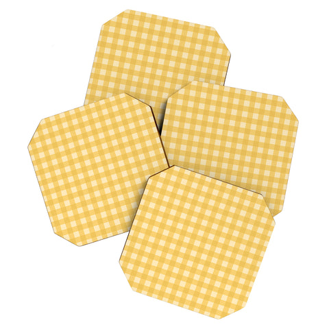 Colour Poems Gingham Pattern Yellow Coaster Set