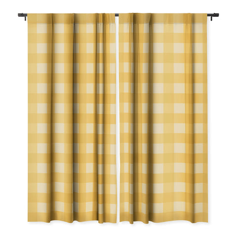 Colour Poems Gingham Pattern Yellow Blackout Window Curtain