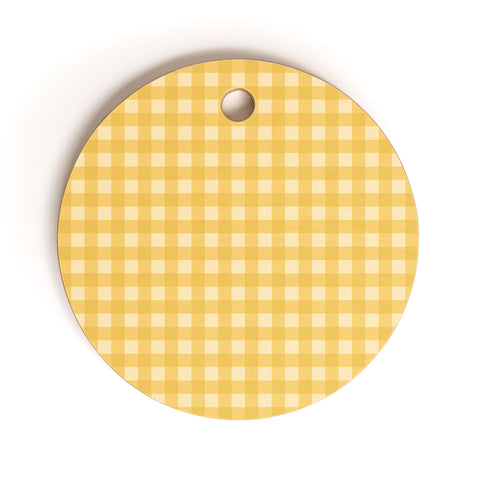 Colour Poems Gingham Pattern Yellow Cutting Board Round