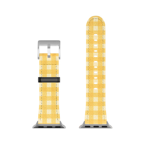 Colour Poems Gingham Pattern Yellow Apple Watch Band