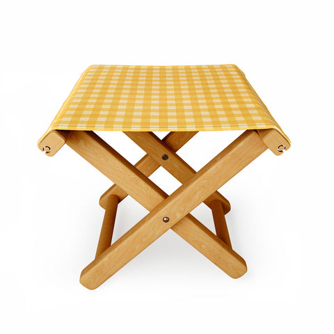 Colour Poems Gingham Pattern Yellow Folding Stool
