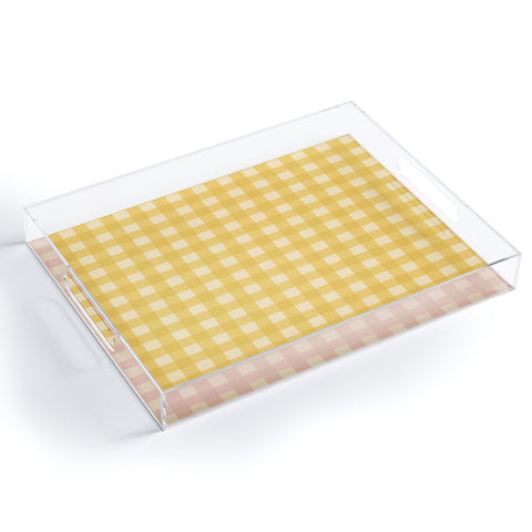 Colour Poems Gingham Pattern Yellow Acrylic Tray