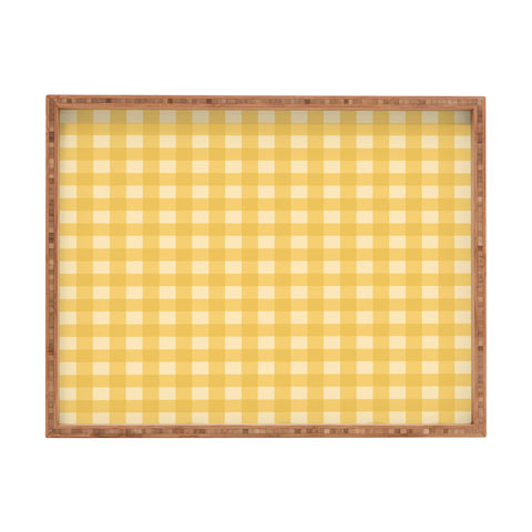 Colour Poems Gingham Pattern Yellow Rectangular Tray