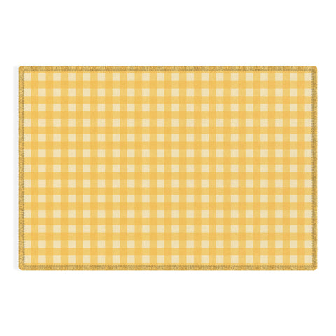 Colour Poems Gingham Pattern Yellow Outdoor Rug