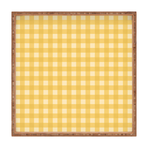 Colour Poems Gingham Pattern Yellow Square Tray