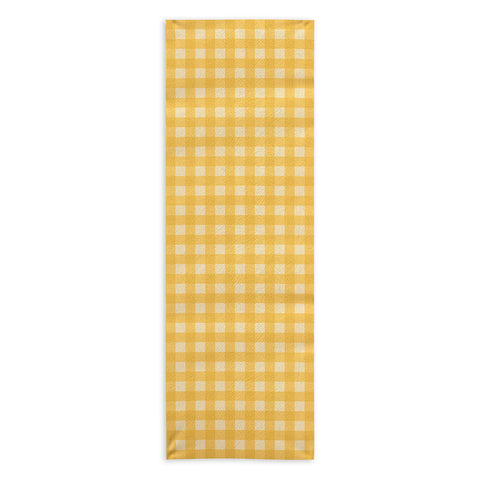 Colour Poems Gingham Pattern Yellow Yoga Towel