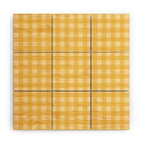Colour Poems Gingham Pattern Yellow Wood Wall Mural